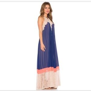 BCBGMaxAzria Blue and Peach Maxi Dress M